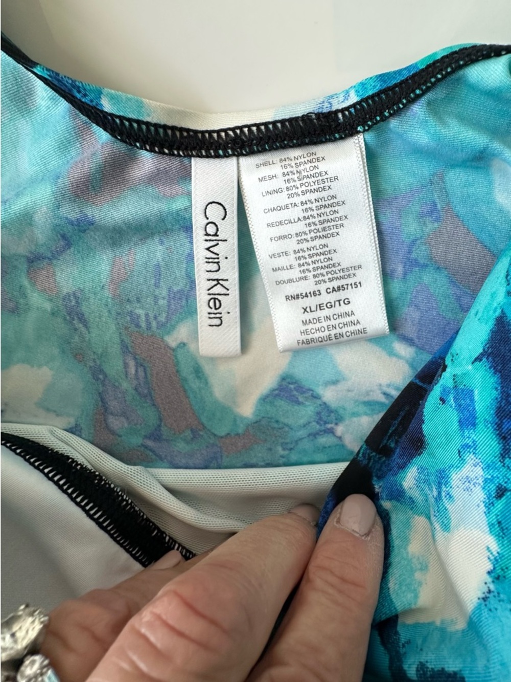 CALVIN KLEIN Tropical Waters Twist-Front Tankini Top, EUC, Sz. XL - Picture 9 of 14